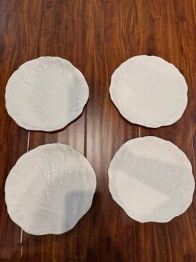 8.75" Stoneware Radicchio Salad Plate White - Threshold set of 4